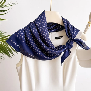 Square Scarf Paisley Polka Dot Print Imitation Satin Satin Neckerchief For Women Office Professional Elegant Hair Accessory