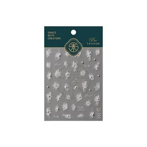 3D embossed nail stickers featuring white flowers and pearls design, model TL-102