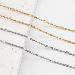 Polished 18k gold and silver stainless steel sequin chains for DIY jewelry making