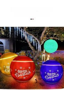 Detail of 60cm inflatable LED Christmas ball showing snowflake patterns and 16 color modes