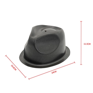 Detailed size diagram for black plastic hat support showing 24cm by 19.8cm by 11.5cm dimensions