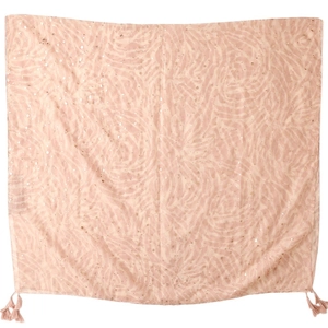 Pink zebra pattern scarf with tassels made of cotton-linen feel fabric for women