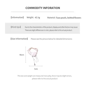 Detailed size chart for double-layer pearl necklace with knitted flower pendant