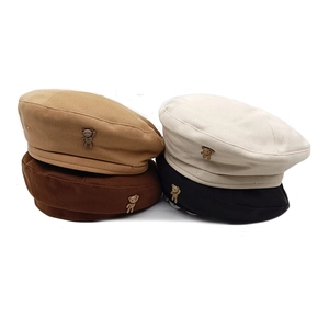 Women Woolen Beret Hat With Cute 3D Bear Decoration Autumn Winter Warm Retro Japanese Style Fashionable Artist Cap