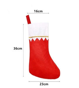Detail view of red Christmas stocking showing dimensions: 16cm width and 36cm height