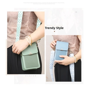 Detail of trendy small square crossbody bag with textured leather and woven strap