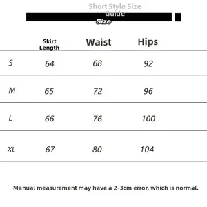 Detailed size chart for faux suede pencil skirt showing waist and hip measurements