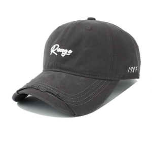 Casquette de baseball en coton gris foncé avec broderie Range 1987 et bord usé