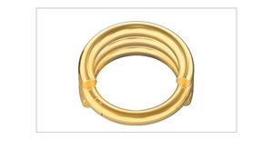 Macro detail of high-polish gold triple-layered stainless steel hoop body piercing ring