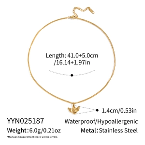 Dimensions du pendentif ange doré en acier inoxydable hypoallergénique et imperméable