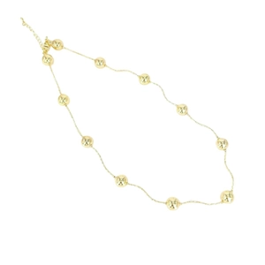 Minimalist 18k gold plated beaded necklace with smooth round beads and adjustable chain