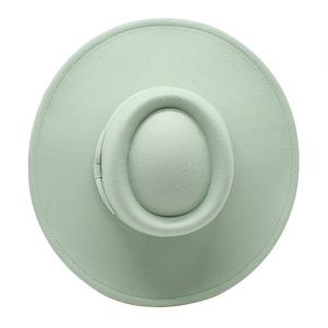 Mint green wool felt wide brim fedora hat with minimalist band for men and women