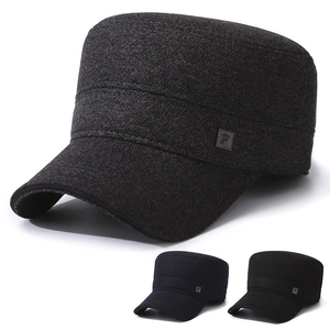 Berretto Cadetto Invernale Uomo Tessuto Lana Cappello Piatto Con Paraorecchie Caldo Antivento Stile Militare Vintage Pattuglia