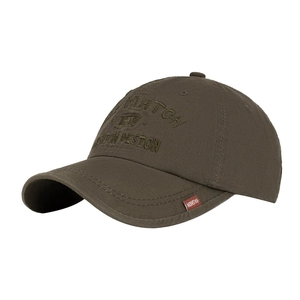 Olive green cotton baseball cap with 3D embroidery and vintage casual style
