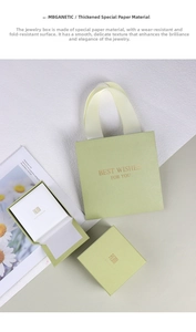 Premium mint green jewelry gift set with thick textured paper and gold BEST WISHES lettering