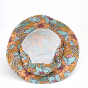 Cappello da sole da donna con stampa floreale e fodera in rete traspirante anti-UV