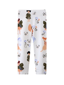 Leggings Filles Coton Peigné Respirant Taille Élastique Imprimé Fée Dessin Animé Floral Printemps Automne Pantalon Doux