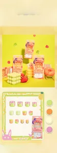 Detailed view of kids press-on nails set featuring cartoon rabbit and floral patterns