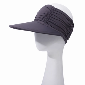 Deep grey sun visor hat with wide brim and cooling fabric for outdoor UV protection
