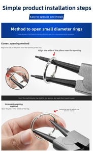 Detailed guide showing correct tool usage to open metal binder rings for loose-leaf binding