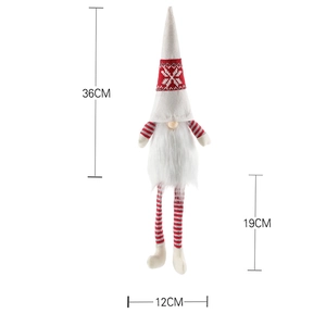 Nordic Christmas gnome plush with red snowflake hat and striped legs, height 36cm