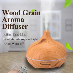 Ultrasonic Aromatherapy Diffuser Wood Grain Essential Oil Humidifier With Colorful LED Light Timer For Home Office Quiet