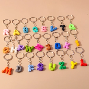 3D Alphabet Letter Keychain With Micro Rose Texture Resin Bag Pendant Key Ring Fashion Gift
