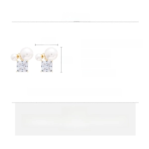Detailed size chart and specifications for 18k gold plated square pearl zircon earrings