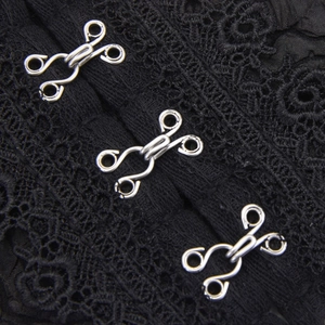 French lace waist belt with silver metal hook buckles for women's dresses and skirts