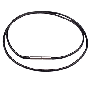 Black waxed cord necklace with stainless steel clasp for pendants and jewelry charms