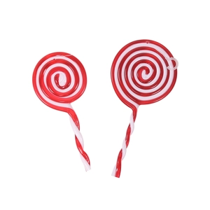 Red and white spiral Christmas lollipop ornaments in two sizes for festive tree decoration