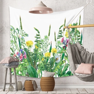 Detailed macro view of watercolor floral patterns on high-quality tapestry fabric
