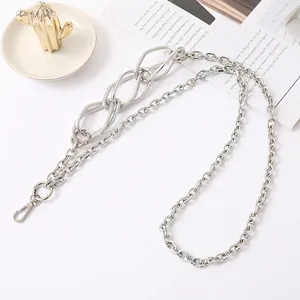 60cm silver irregular geometric metal link chain with swivel lobster clasps for bags