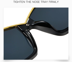 Macro detail of high-quality reinforced nose pads and golden metal screws on cat eye sunglasses