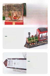 Detail of Christmas lantern snow globe with auto-snowfall and dual power USB/battery