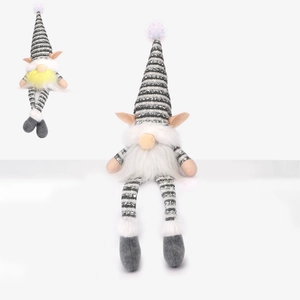Cute LED light Christmas faceless gnome plush dolls with gray sequins and white beard