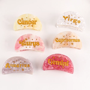 Constellation marble pattern acetate hair claws set featuring six vibrant colors