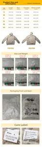 Detailed size chart and material guide for men hoodie with fleece lining and wash instructions