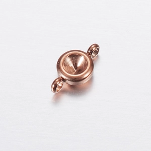 Polished rose gold stainless steel round bezel connector for DIY jewelry making