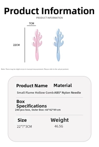 Detail view of pink and blue hollow vent hairbrushes with dimensions and specifications