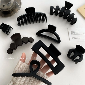 Pince À Cheveux Noir Mat Géométrique Grande Épingle À Cheveux Pour Femmes Tenue Forte Support De Queue De Cheval Accessoires Minimalistes