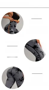 Detail view of high waist yoga leggings with side cut-out design and tie-dye pattern