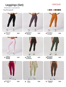 Detailed grid showing nine high-waisted quick-dry yoga pants in various solid colors