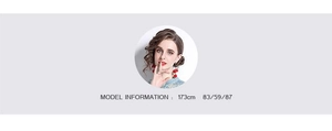 Model information card showing size measurements for the lace embroidery A-line dress