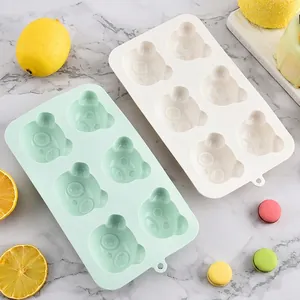 Bear shaped 6-cavity silicone baking mold for creative cake and baby food supplement