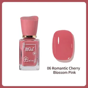 Detail of BGve nail polish 06 Cherry Blossom Pink in 14ml square glass bottle