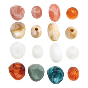 Mixed color acrylic resin beads with marble pattern for DIY jewelry making