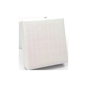 White iridescent geometric pattern gift box with shimmering textured finish for jewelry
