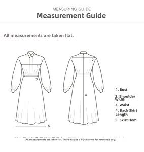 Size guide for floral V-neck dress showing chest, shoulder, waist and length dimensions