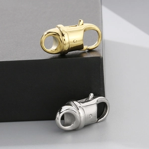 Polished stainless steel round lobster claw clasps in gold and silver for jewelry